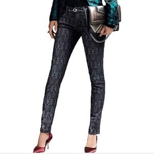 CURRENT/ELLIOT Ankle Skinny Black lace print  jeans pants dark Victorian